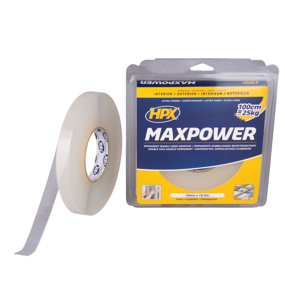 Afbeelding voor Dubbelzijdig bev tape hpx transp 19mm x 16,5m 