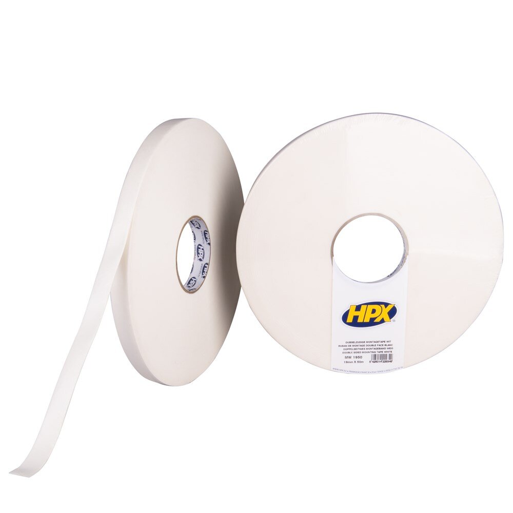 Afbeelding voor Dubbelzijdig foamtape hpx wit 19mm x 50m