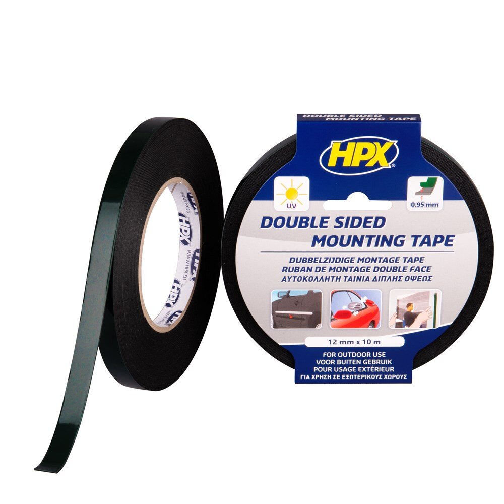 Afbeelding voor Dubbelzijdig foamtape hpx zwart 12mm x 10m
