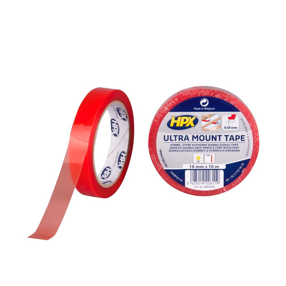 Afbeelding voor Dubbelzijdige tape ultra hpx transp 19mm x 10m