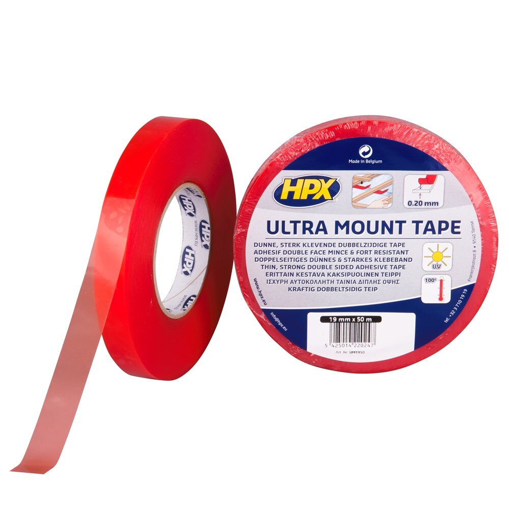 Afbeelding voor Dubbelzijdige tape ultra hpx transp 19mm x 25m
