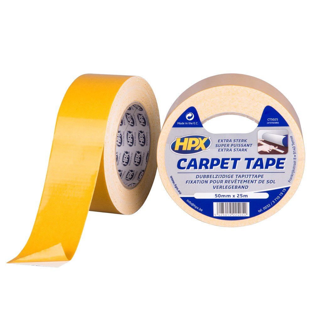 Afbeelding voor Dubbelzijdige tapijttape hpx wit 50mm x 25m 