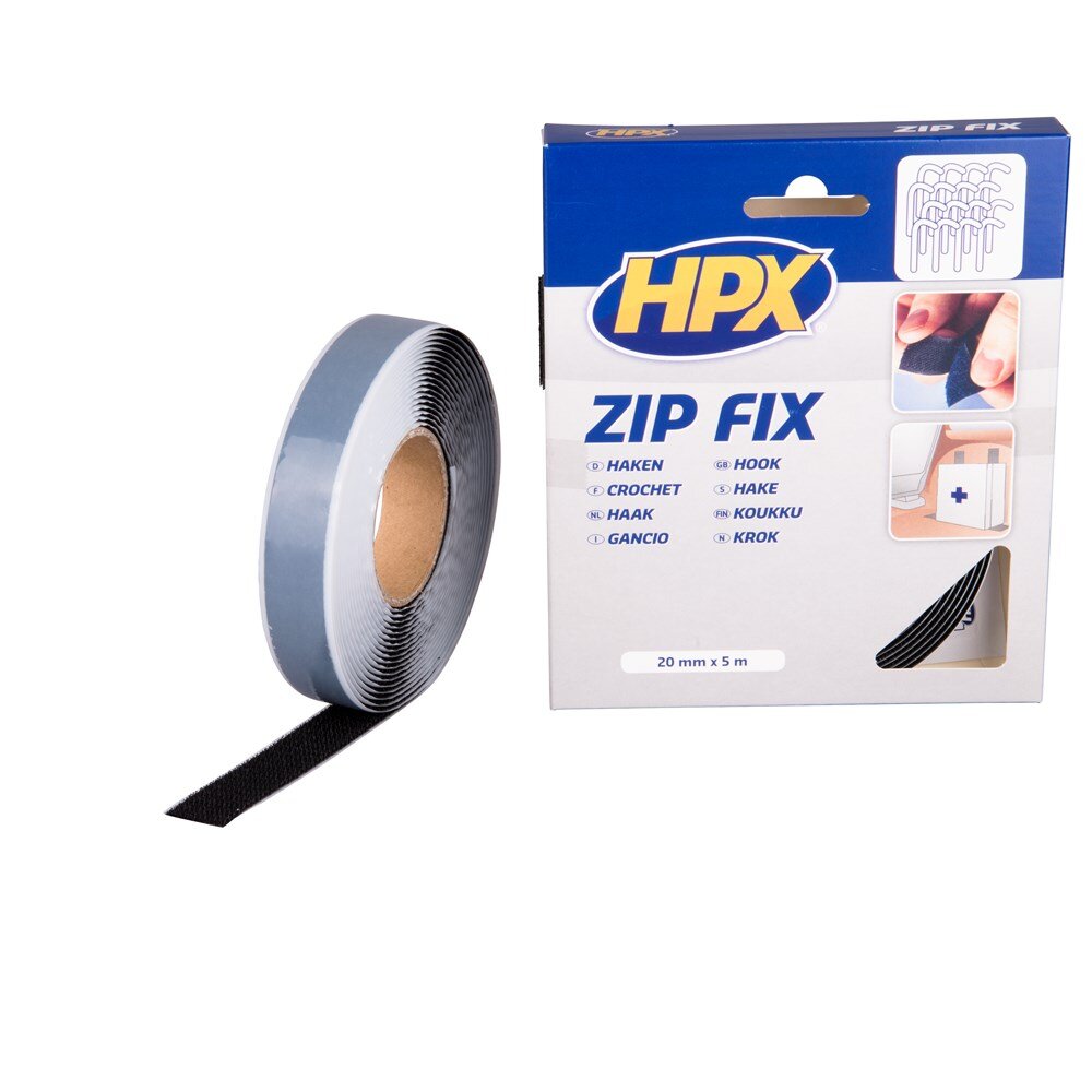 Afbeelding voor Klittenband zelfklevend hpx zwart 20mm x 5m 