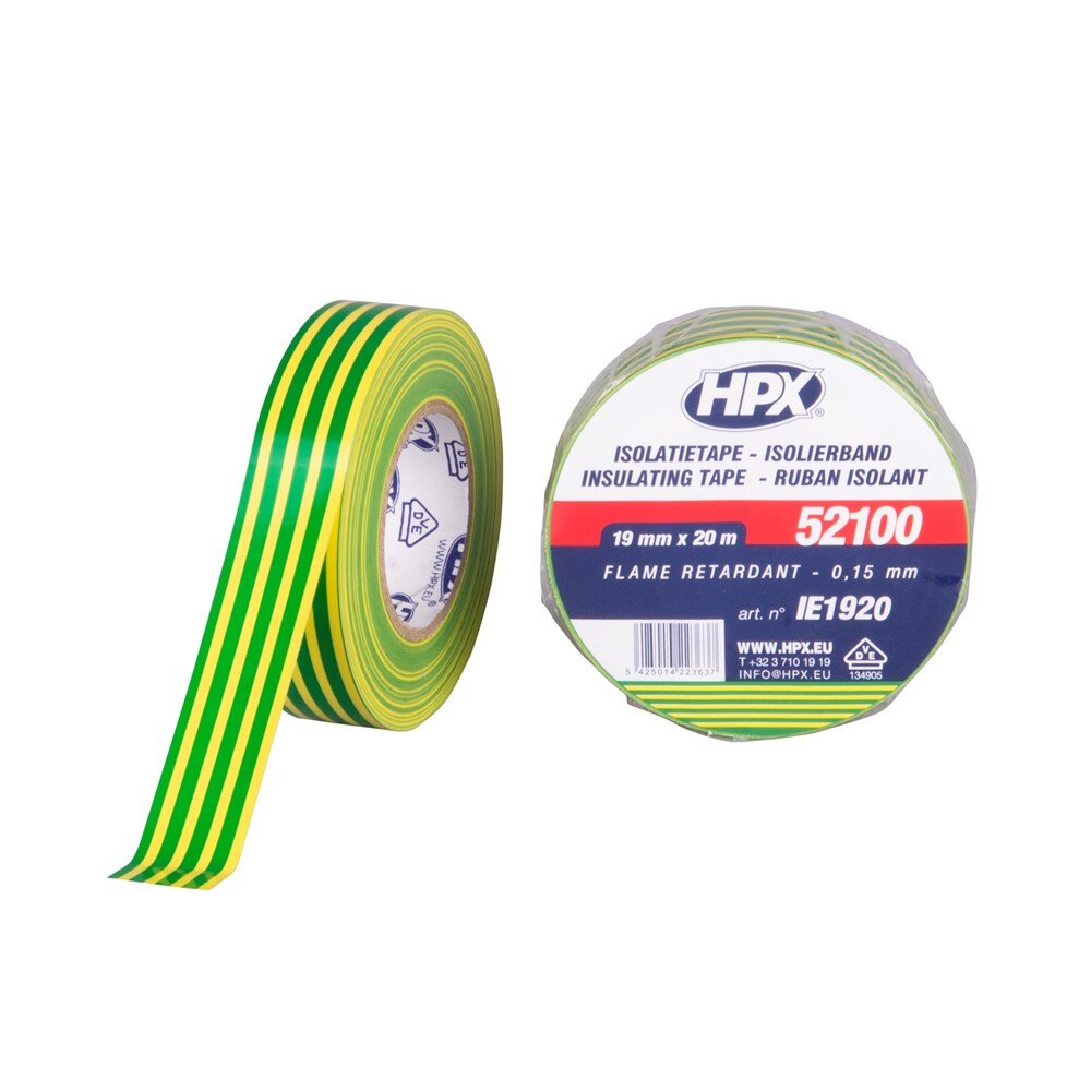 Afbeelding voor Pvc isolatie tape hpx geel/groen 19mm x 10m 