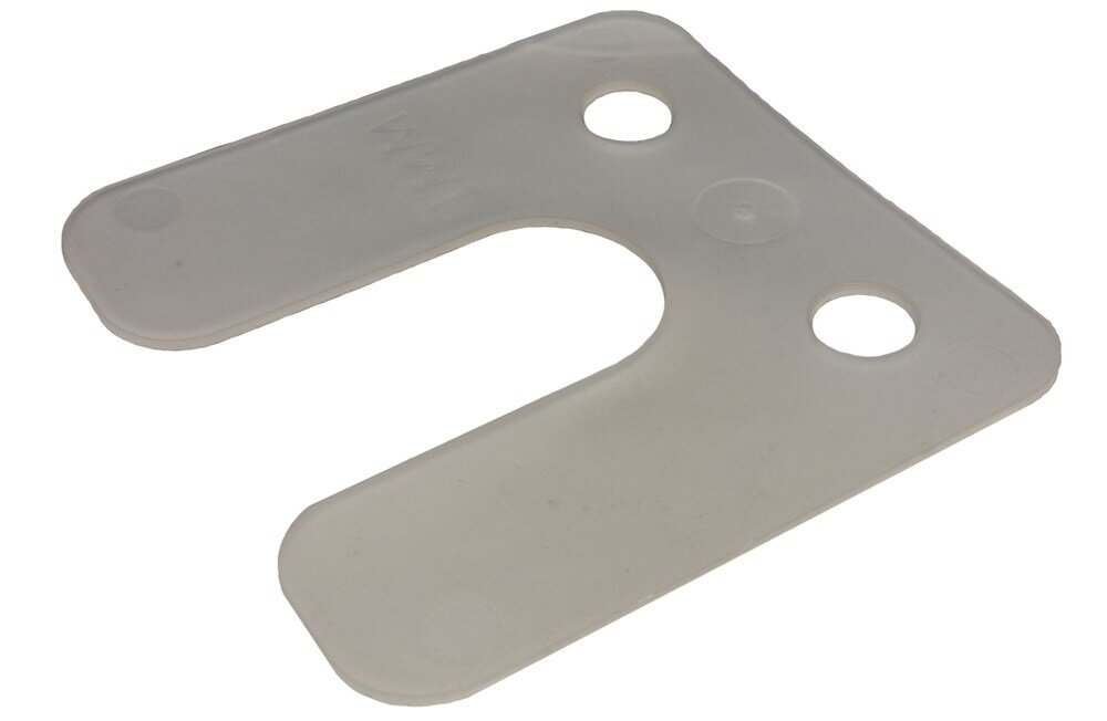 Afbeelding voor Stelplaat m/sleuf transparant 1mm 70x70 96st.