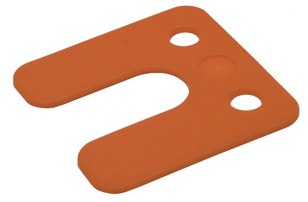 Afbeelding voor Stelplaat m/sleuf oranje 2mm 70x70 48st.