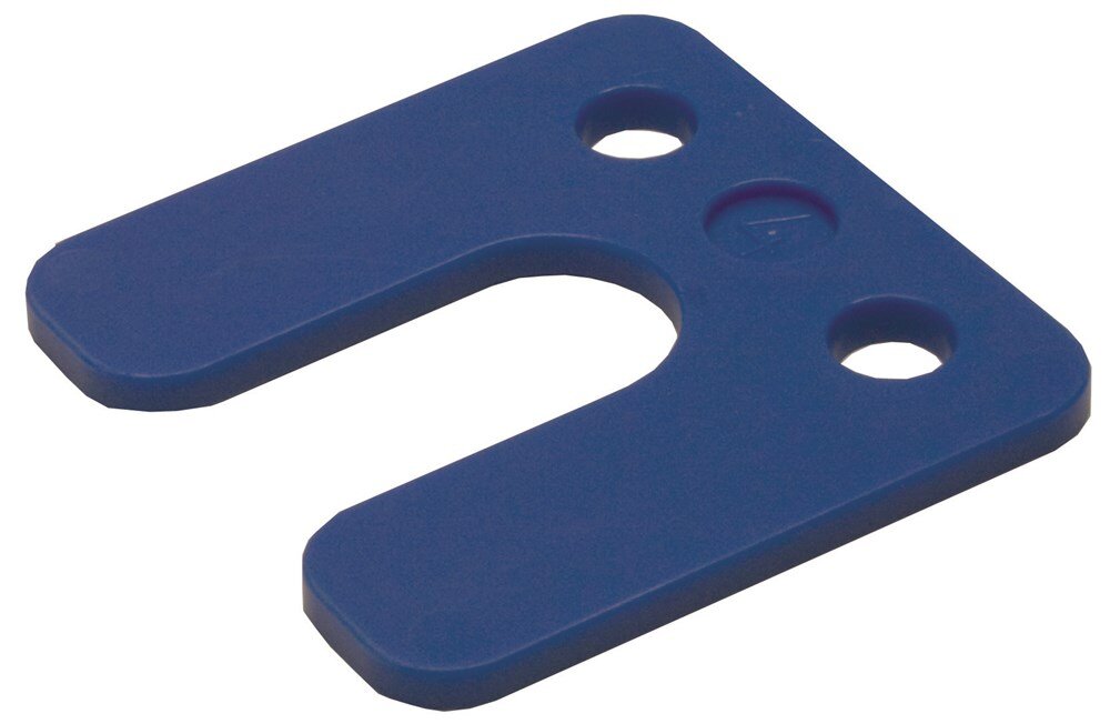 Afbeelding voor Stelplaat m/sleuf blauw 4mm 70x70 48st.