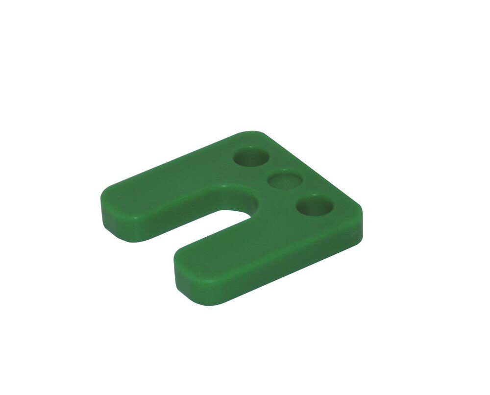 Afbeelding voor Stelplaat m/sleuf groen 10mm 70x70 48st.