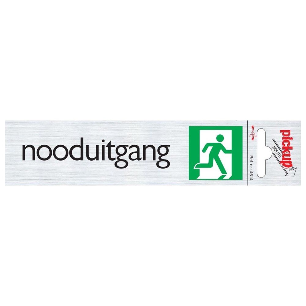 Afbeelding voor Alu-look deurbord 165x44mm nooduitgang
