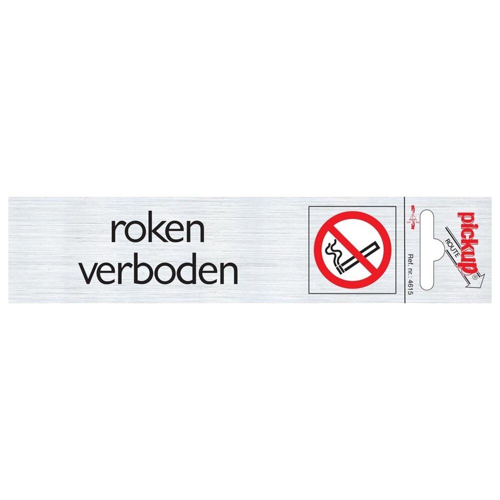 Afbeelding voor Alu-look deurbord 165x44mm roken verbod.