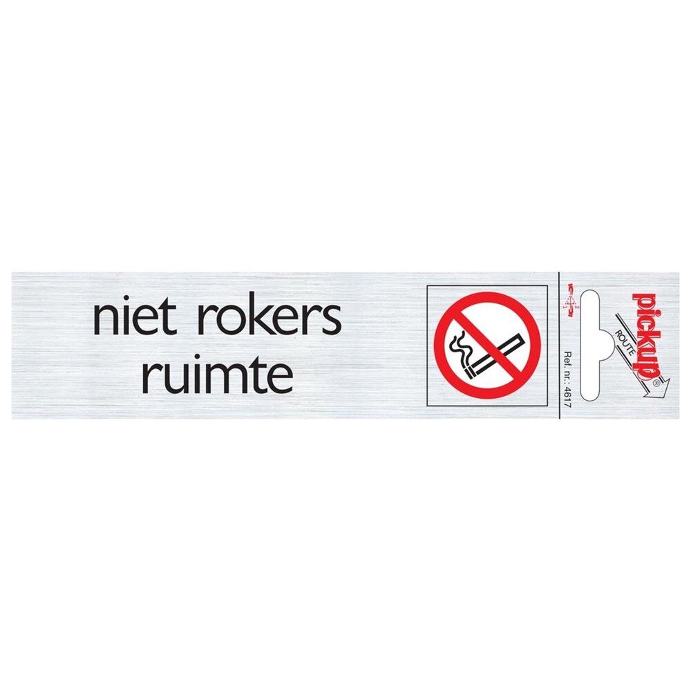 Afbeelding voor Alu-look deurbord 165x44mm niet roken r.