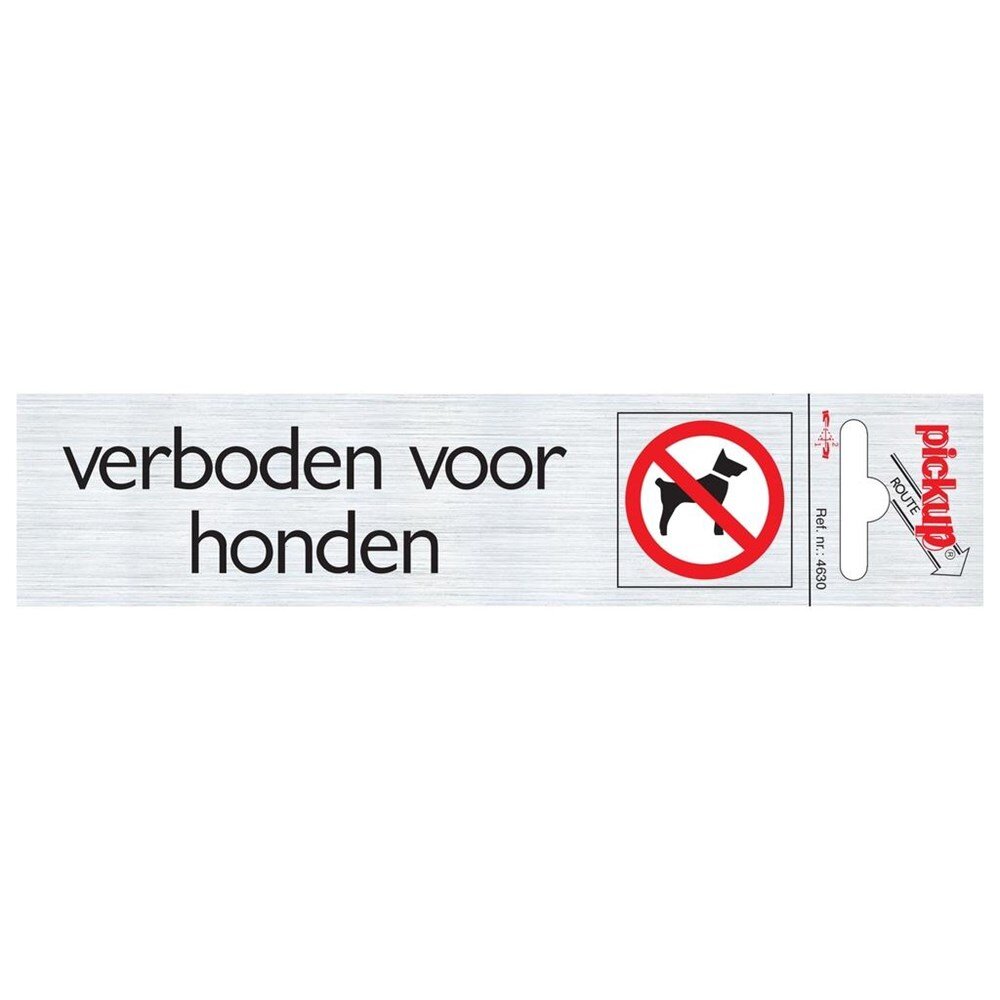 Afbeelding voor Alu-look deurbord 165x44mm honden verbod