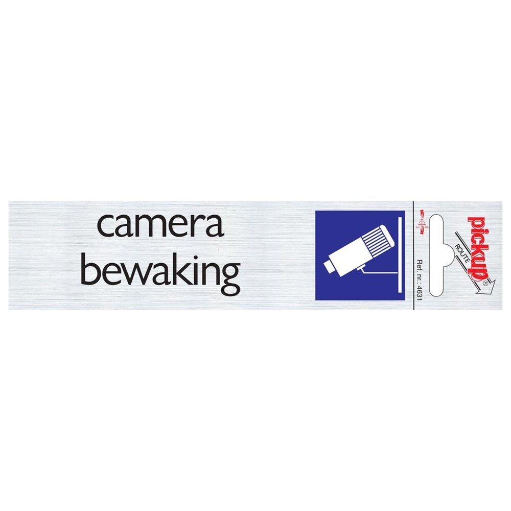 Afbeelding voor Alu-look deurbord 165x44mm camera bewak.