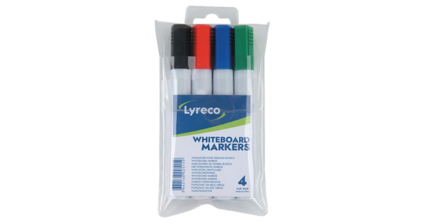Afbeelding voor Whiteboard markers lyreco zwart-rood-blauw-groen
