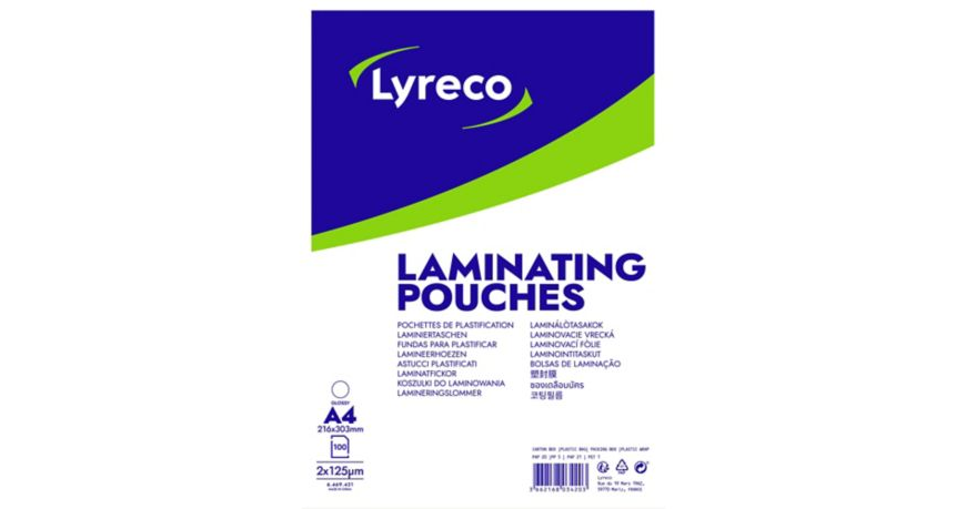 Afbeelding voor Lamineerhoes a4 lyreco 2x125 micron 100st