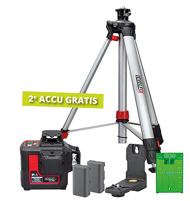 Afbeelding voor Kruislijnlaser 3d 360° ccl160g statief 2 accu's