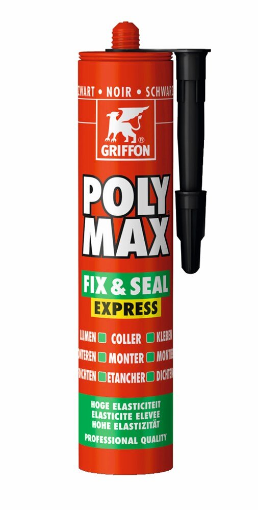 Afbeelding voor Polymax montagelijm fix&seal express zwart 290ml