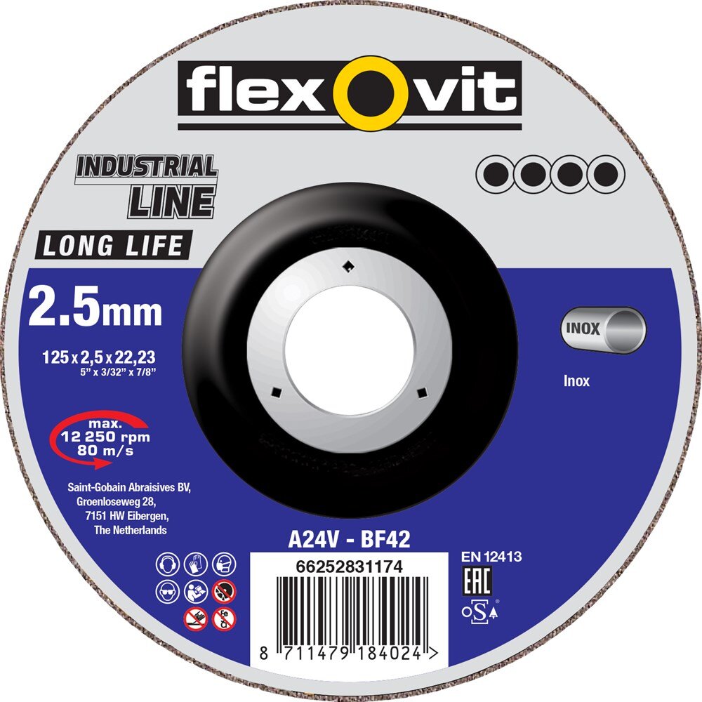 Afbeelding voor Dss rvs a24v bf42 125x2,5x22,2