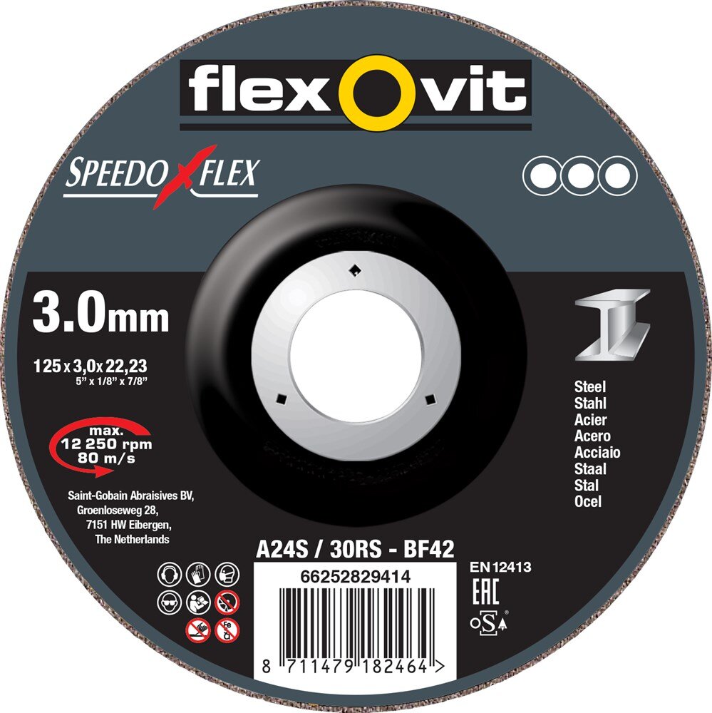 Afbeelding voor Dss staal a30r bf42 125x3,0x22,2